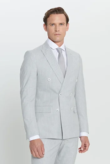 ALTINYILDIZ CLASSICS Extra Slim Fit Slim Fit Swallow Neck Stripe Suit