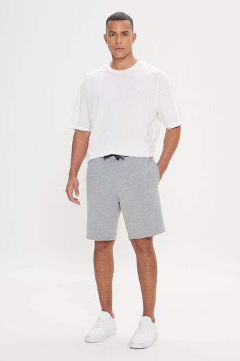AC&Co / Altınyıldız Classics Men's Gray Melange - Flexible Cotton Knitted Shorts, Standard Fit