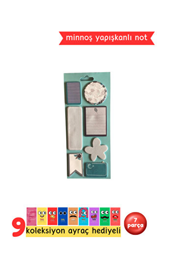 Pembe Pasaj Cute Adhesive Note Paper - 7 Pieces Blue Post-It Set