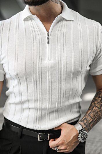 viperkombin Men's Polo T-Shirt Zip Cotton Soft Textured