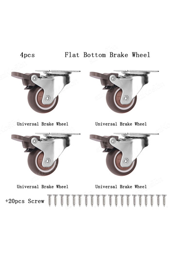 Choice 2 inch 4pcs Brake 1-2 inch Casters Set of 4 Rubber Small Caster Wheels for Heavy Duty Furniture Cabi