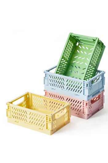 Choice 4pcs 4PCS Mini Folding Plastic Storage Box, Student Desktop Organizer, Hand Account Tape, Stationery