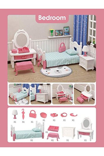 Choice Bedroom 1:12 Miniature Furniture Forest Family Mini Bedroom Kitchen Bathroom Living Room Set Playhou