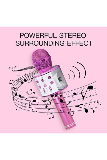 AWH Wireless Bluetooth Karaoke Microphone  Kids Singing Mic & Speaker, Pink KIBM1