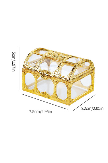 Choice as picture shown Golden Vintage Treasure Chest Storage Box Transparent Pirate Candy Jewelry Display
