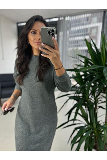 SHUGAA KADIN OVERSİZE KELEBEK YUMOŞ DOKULU YIRTMAÇLI ELBİSE