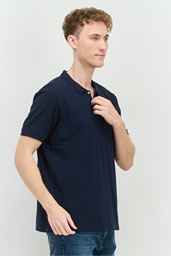 Riders by Lee Men Regular Fit Short Sleeves Solid Polo Shirt, Navy