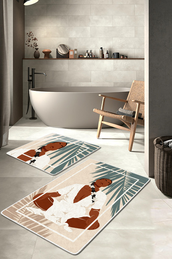 Filamente 2-Piece Non-Slip Based Washable Bath Mat - 60*100 cm and 50*60 cm