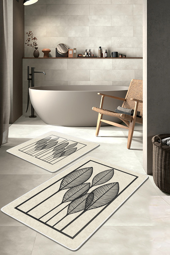 Filamente 2-Piece Non-Slip Based Washable Bath Mat - 60*100 cm and 50*60 cm