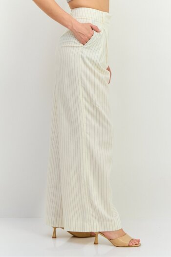 Gant Women Regular Fit Stripe Wide Leg Pants, Off White
