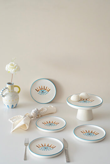 Kevin Seramik Hand Made Stackable Evil Eye Series Service Set