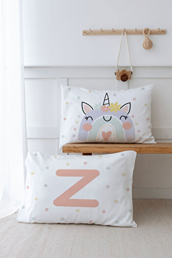 Tuğba Kuğu 2-Piece Pillow Case (50x70) Salmon Unicorn - Letter Series - Letter Z