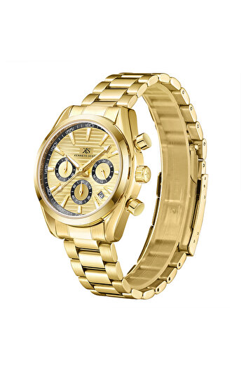 Kenneth Scott Kenneth Scott K23150-GBGC Men Chrono & Multi Function Display Watch & Stainless Steel Strap Gold