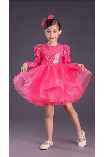 Tarz Çocuk Gren Skirt Ballerina Model Sequin Sequin Girl's Party Dress