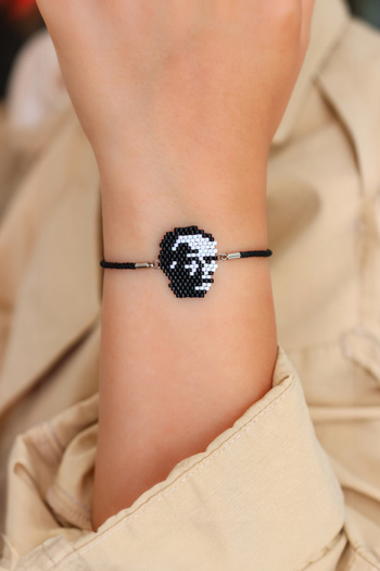 Kübüşün Atölyesi Ka-029 Miyuki Bracelet - Homeland Series - Mustafa Kemal Ataturk Portrait