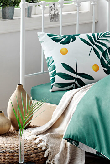 Eponj Home Tek Kişilik Kolay Ütülenir Nevresim Takımı Monstera Yeşil