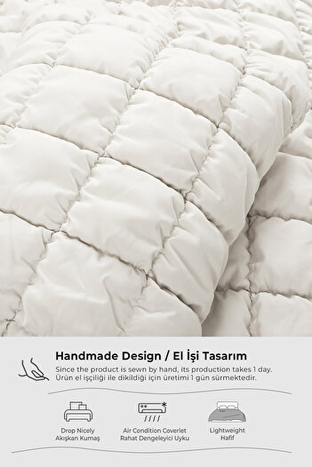 Evlen Home Collection Single Cotton Puff Bed Set - Cream Off White 2 Piece Sleeping Set