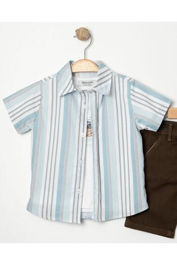 Chicsy Baby Striped 3-Piece Set with Stylish Shirts for Kids and Baby - Adjustable Waist and Short Sleeve Shorts