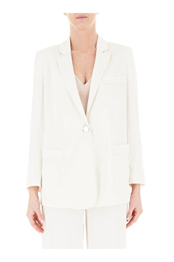 Armani Exchange White Single Button Matte Satin Women's Jacket - Xw 000140   Af10840-U1003