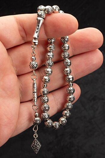 OTTOTESBİH Men's Gift Globe Cut Wrist Size Metal Prayer Beads