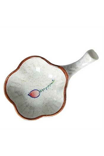 Sanathobi Porcelain Ink Bowl, Flower-Shaped Ceramic Ink Bowl, Presentation Plate-No:1