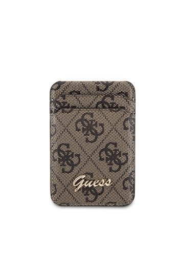 Guess Magnetic Stand 4g Card Holder Metal Logo Brown
