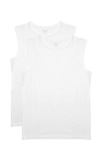 Kom Men's White Modal Cotton Lycra Basic 2-Piece Crew Neck Undershirt Kq.Onck.1K.M1.K5