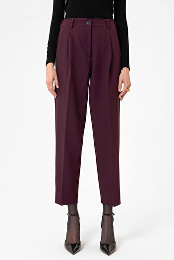 Antioch Burgundy Women's High Waist Straight Fit Short Pants