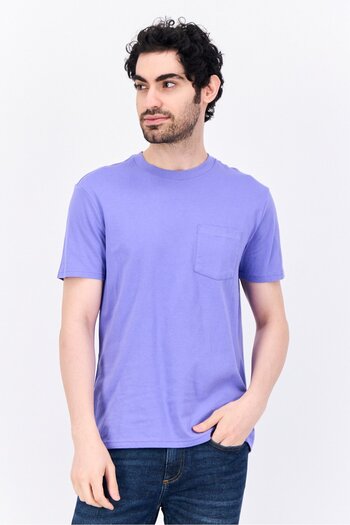 GAP Men Crew Neck Short Sleeves Plain T-Shirt, Pastel Purple