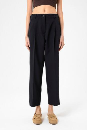 Antioch Navy Blue Women's High Waist Straight Fit Short Pants