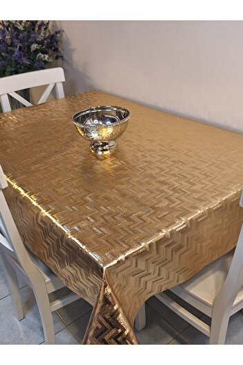 Başak Ev Tekstili Gold Glossy Wipeable Table Cloth - Fabriced Pvc Cloth