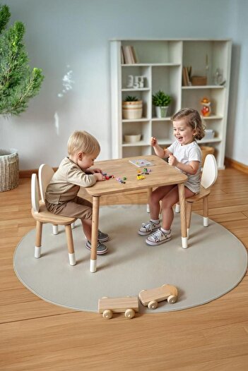 Bee Smart Masa 2 Sandalye Montessori Çocuk Oyun Etkinlik Çalışma Masası Aktivite Masası