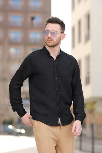 Oksit Stello Crinkle Pattern Collar Men's Shirt