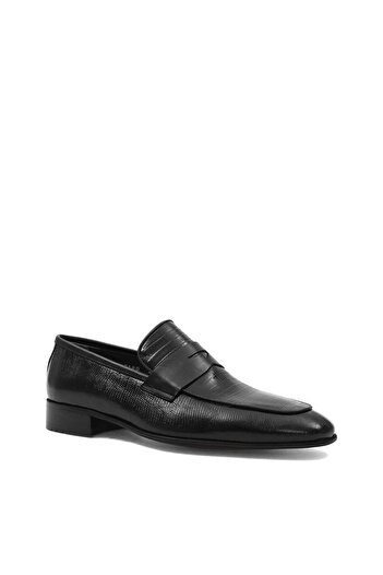 Celal Gültekin Men's Black Croco Leather Loafer