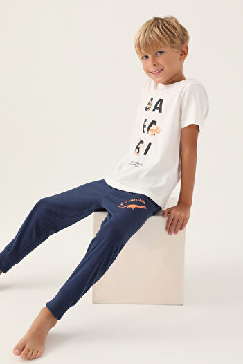 Rolypoly Erkek Çocuk Beyaz Kısa Kol Pijama Takım