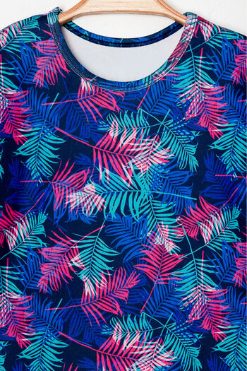 Beniizle Leaf Patterned Boned Girls' Triple Swimsuit Set