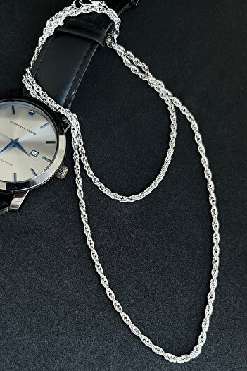 Smooth Carts Silver Color Unisex Twist Chain Necklace