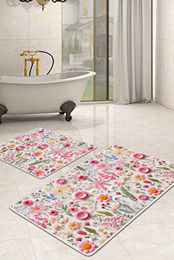 Filamente 2-Piece Non-Slip Based Washable Bath Mat - 60*100 cm and 50*60 cm