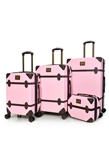MORANO Morano Classic 4 Piece Spinner Luggage Set with Safety Lock Sizes: 28''-24''-20''-14 Inch Color (Pink)