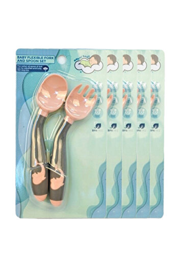 AMCHI BABY Flexible Spoon and Fork Set-Pack of 5-Pink