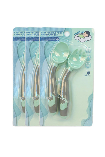 AMCHI BABY Flexible Spoon and Fork Set-Pack of 3-Blue