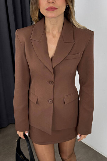 Sue Store Premium Blazer Set - Brown Skirt and Jacket