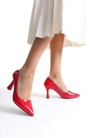 moon glow Patent Leather Red Stiletto Heeled Shoes - 9 cm Heel Height, 2024 Model
