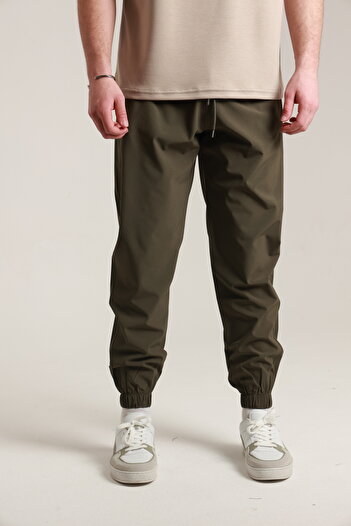 TKT Men's Elastic Leg Zippered Parachute Pants with Back Pockets