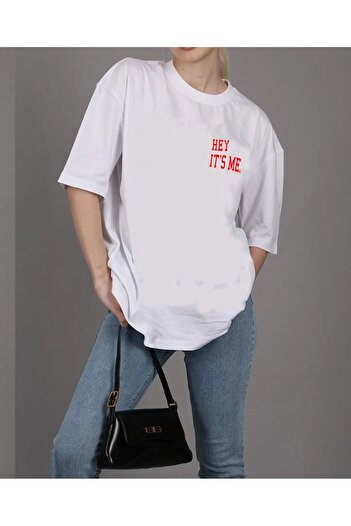 HOFFNUNG Unisex Hey IT`S ME Printed Oversize Boyfriend T-Shirt