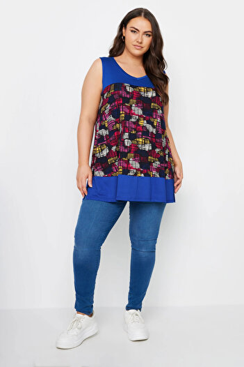 Stil Diva V-Neck Patterned Lycra Plus Size Blouse -303350