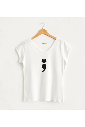 Kidilia Dotted Comma Black Cat Design T-Shirt