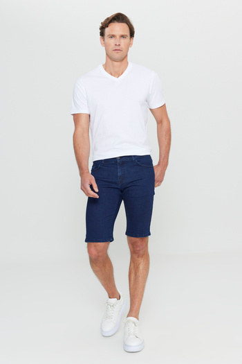 AC&Co / Altınyıldız Classics Dark Navy Flexible Slim Fit Denim Shorts - Men's