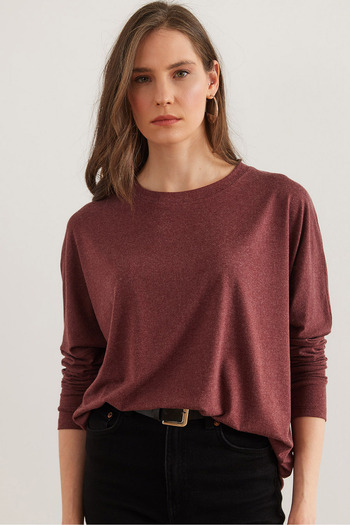 Olalook Γυναικεία Dark Rose Dusty Crew λαιμόκοψη μάλλινη μπλούζα βισκόζης BLZ- 19002801