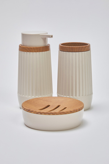 TRENDYOLMİLLA HOME Σετ μπάνιου 3 τεμαχίων Wooden Look Πλαστική θήκη σαπουνιού - TPHSS25BST00001